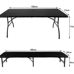 Hopfällbart campingbord med bänkar 180 cm