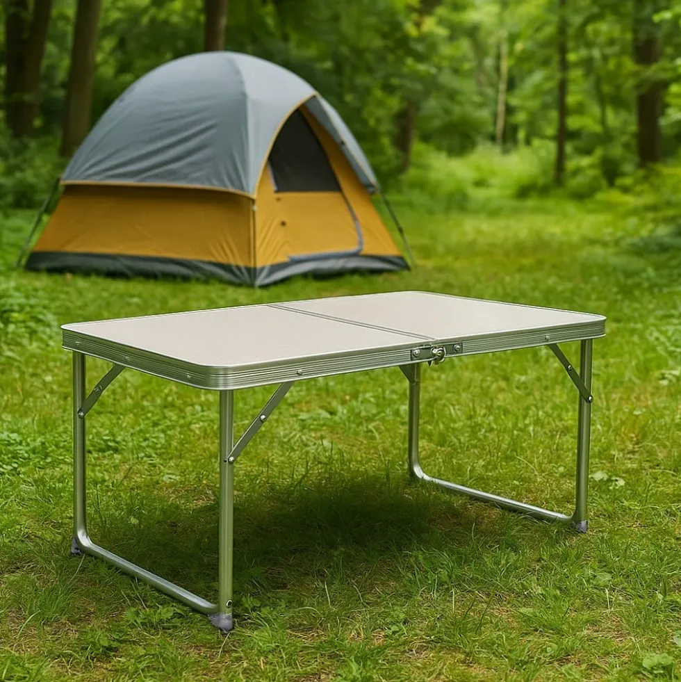 Hopfällbart campingbord med bärhandtag 63x36 cm