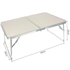 Hopfällbart campingbord med bärhandtag 63x36 cm