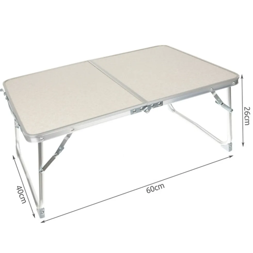 Hopfällbart campingbord med bärhandtag 63x36 cm