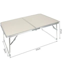 Hopfällbart campingbord med bärhandtag 63x36 cm