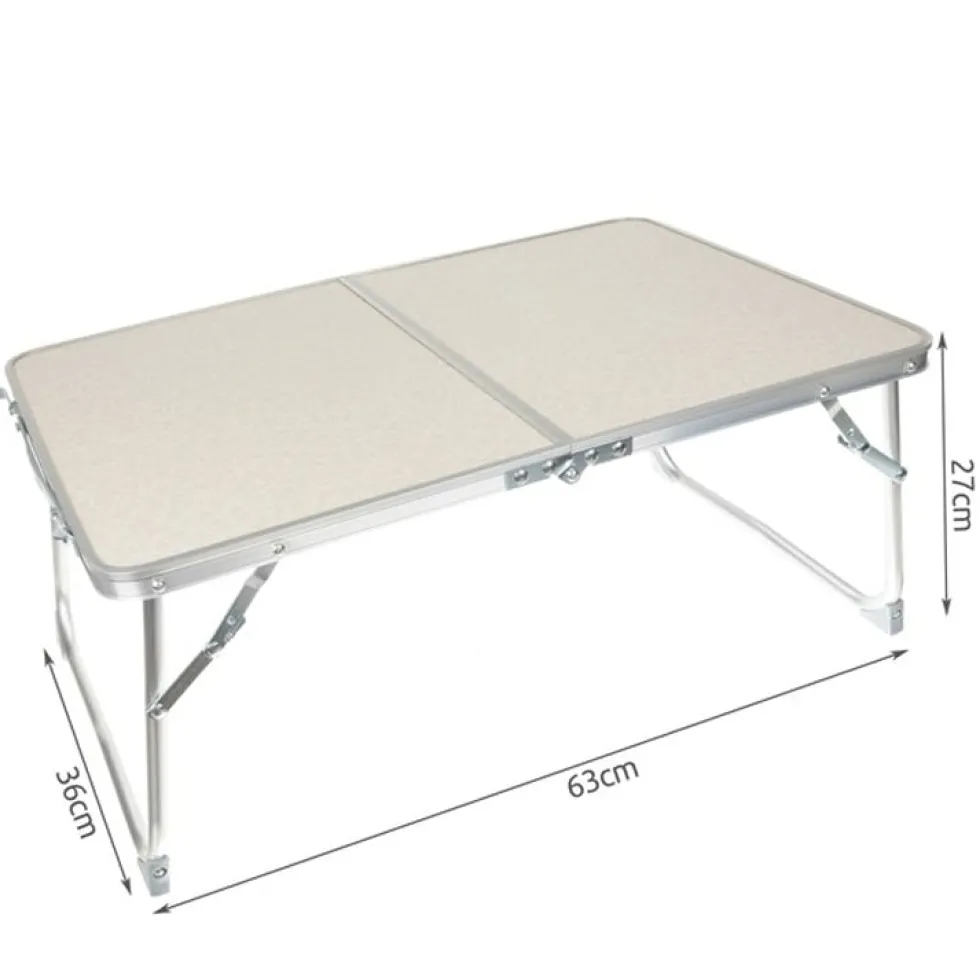Hopfällbart campingbord med bärhandtag 63x36 cm