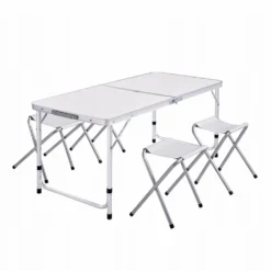 Hopfällbart campingbord med 4 pallar