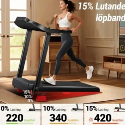 Hopfällbart löpband 14 km/h – tyst 3,0 HK-motor, pulssensor, max 136 kg