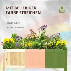 Hopfällbar upphöjd trädgårdsbädd i massivt trä, väderbeständig, 70x30x25 cm, naturfärgad