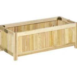 Hopfällbar upphöjd trädgårdsbädd i massivt trä, väderbeständig, 70x30x25 cm, naturfärgad