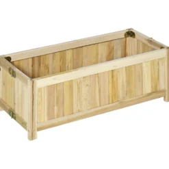 Hopfällbar upphöjd trädgårdsbädd i massivt trä, väderbeständig, 70x30x25 cm, naturfärgad