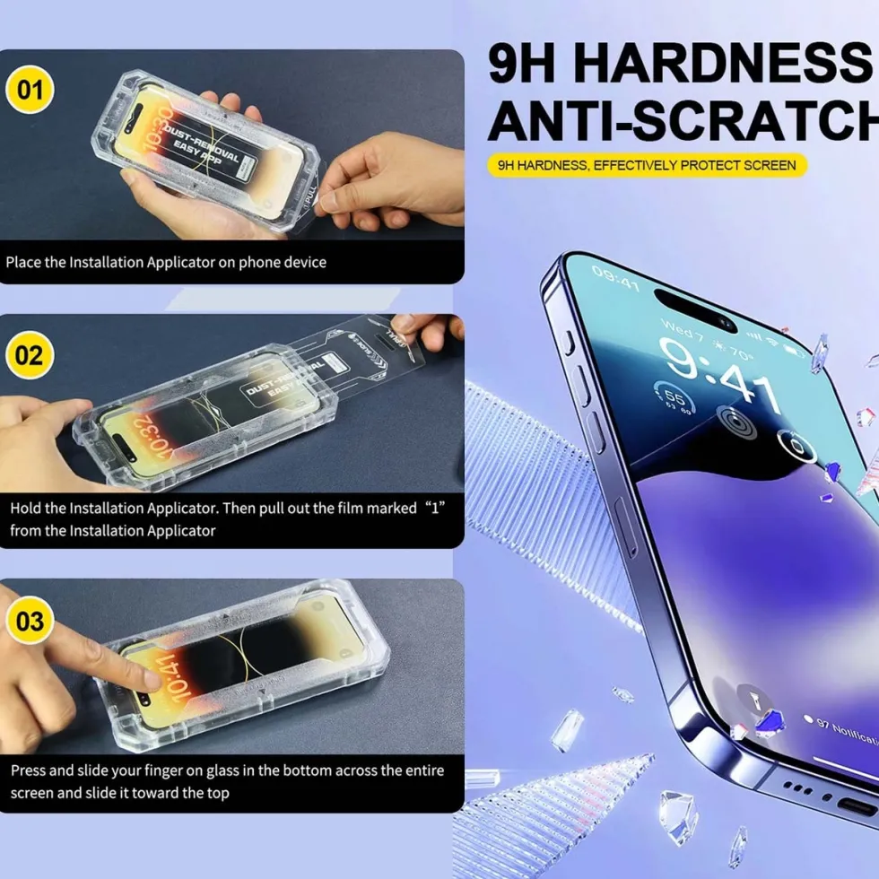 Härdat glas skärmskydd för Samsung Galaxy S24 Ultra – 9H reptåligt, enkel, bubblfri montering