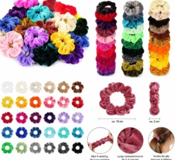 Hårsnoddar scrunchies i sammet 36-pack elastiska, slumpmässiga färger