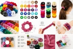 Hårsnoddar scrunchies i sammet 36-pack elastiska, slumpmässiga färger