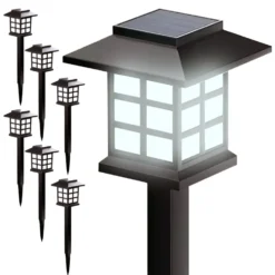 Husformad trädgårdslampa med LED och solcell