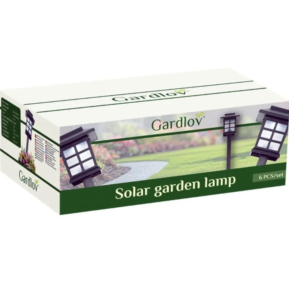 Husformad trädgårdslampa med LED och solcell