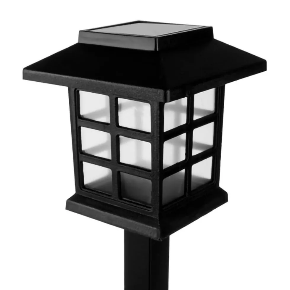 Husformad trädgårdslampa med LED och solcell