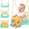 3-i-1 barn gunga med justerbara rep 120-150 cm, 30 kg, turkos/creme