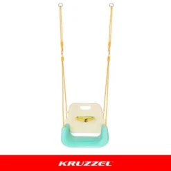 3-i-1 barn gunga med justerbara rep 120-150 cm, 30 kg, turkos/creme