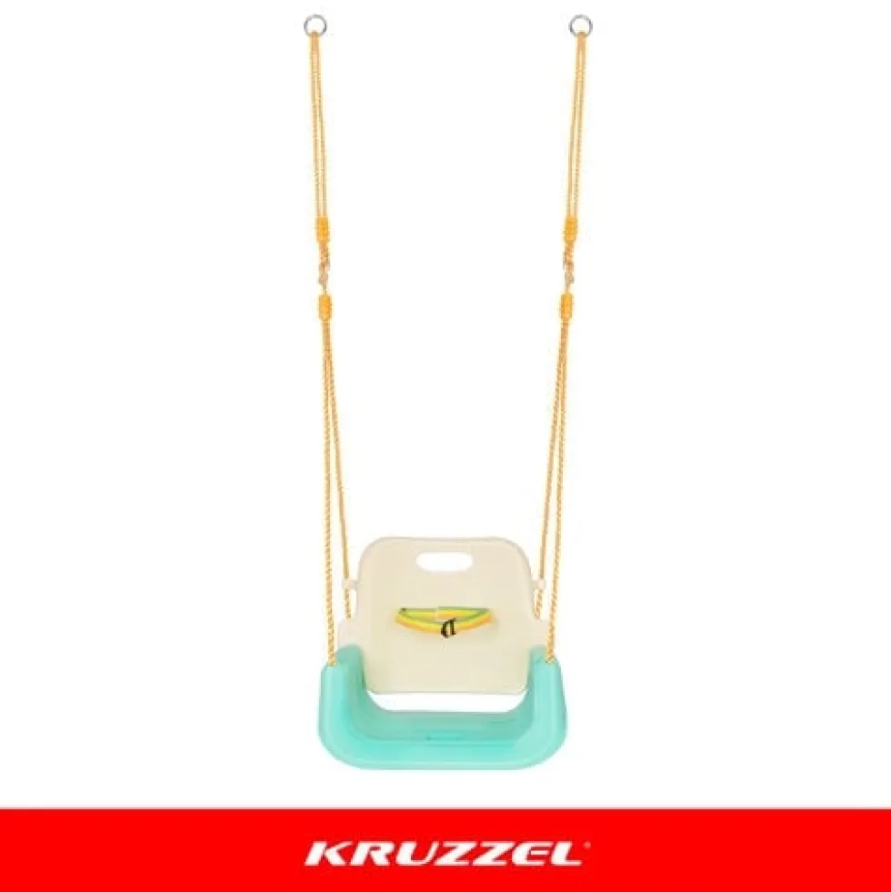 3-i-1 barn gunga med justerbara rep 120-150 cm, 30 kg, turkos/creme