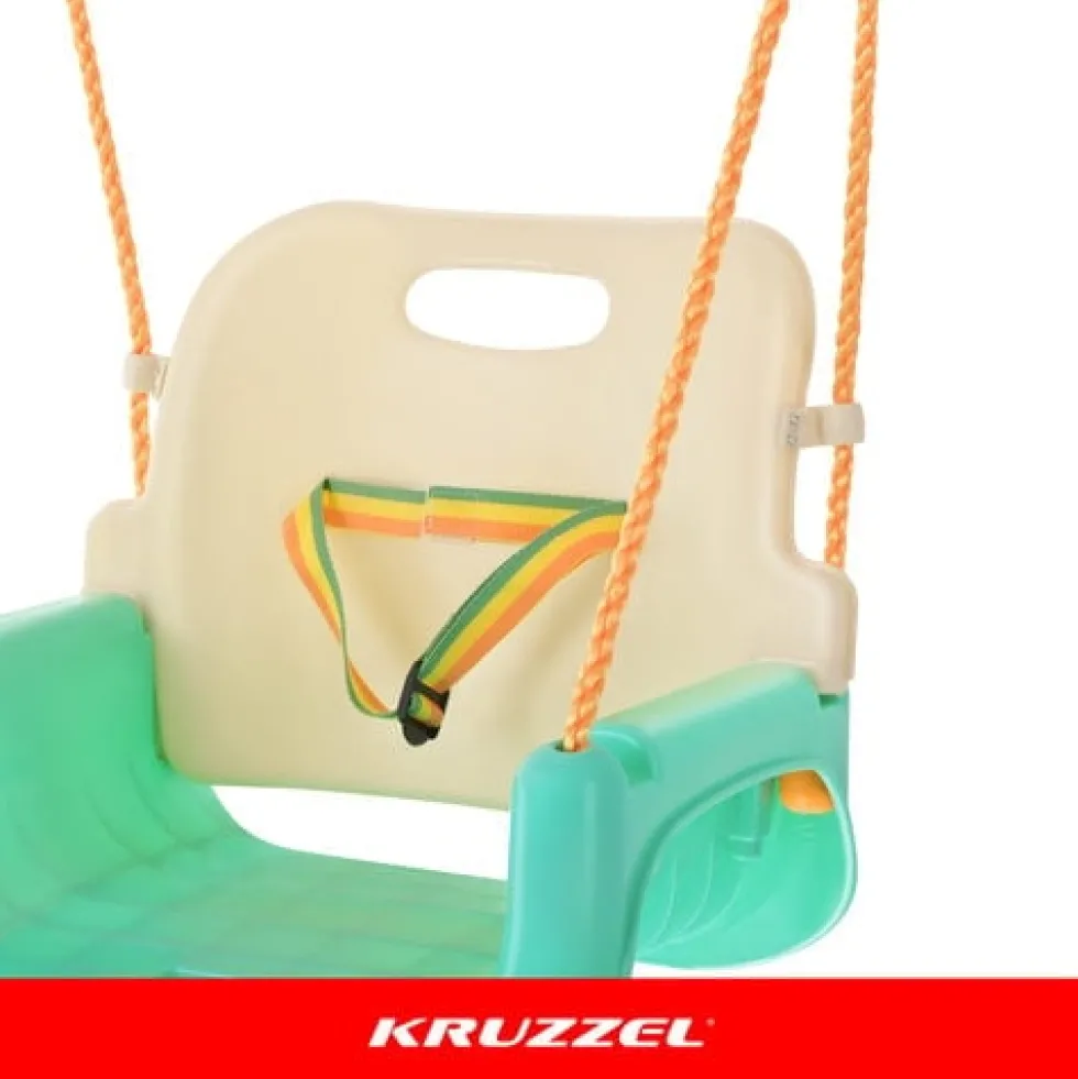 3-i-1 barn gunga med justerbara rep 120-150 cm, 30 kg, turkos/creme