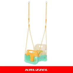 3-i-1 barn gunga med justerbara rep 120-150 cm, 30 kg, turkos/creme