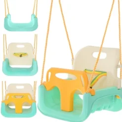 3-i-1 barn gunga med justerbara rep 120-150 cm, 30 kg, turkos/creme