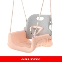 3-i-1 barnsväng med ryggstöd, räcke och bälte 30 kg grå/beige