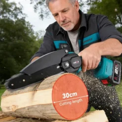 4-i-1 Batteridriven 3500W Borstlös Beskärningssax & Mini Motorsåg med Förlängningsskaft 2m – 6” Kedjesåg, 2 Batterier