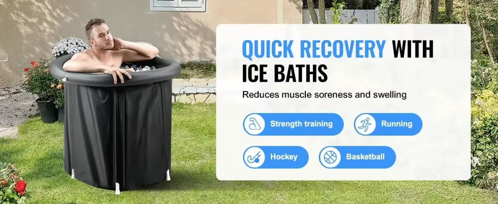 IceBuddeye Isbadkar – Portabel Kallvatten-terapibad för Återhämtning & Välmående Ø 80 cm