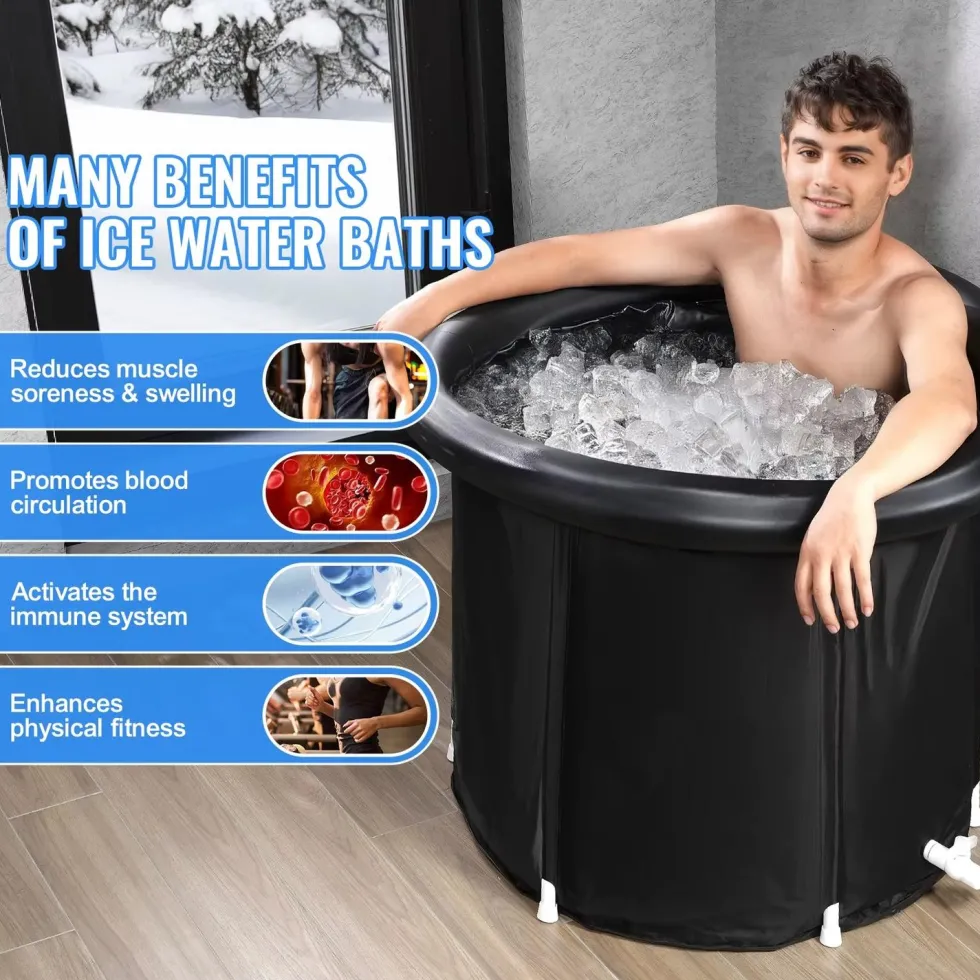 IceBuddeye Isbadkar – Portabel Kallvatten-terapibad för Återhämtning & Välmående Ø 80 cm