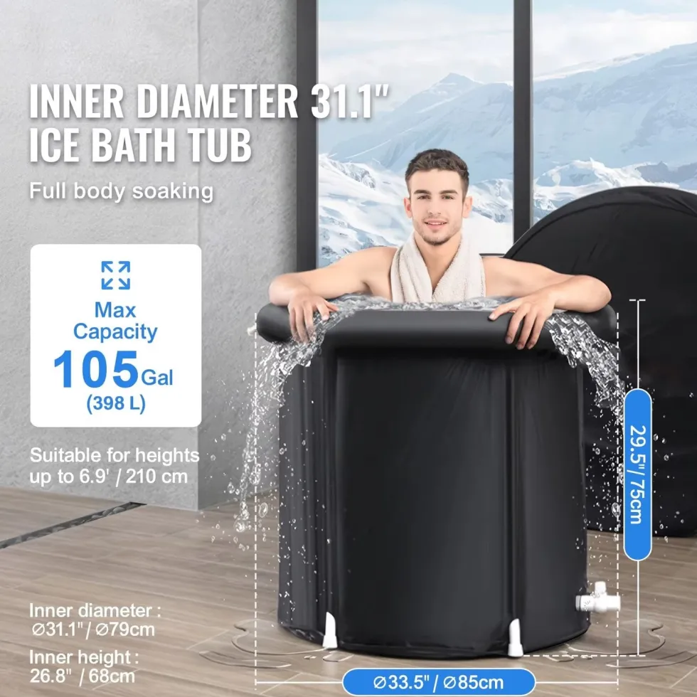 IceBuddeye Isbadkar – Portabel Kallvatten-terapibad för Återhämtning & Välmående Ø 80 cm
