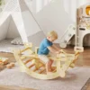 2-i-1 klätterbåge och gunghäst i trä, Montessoriklätterställning för barn 2-4 år, naturlig