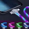 3-i-1 laddningskabel med LED / För iPhone, Samsung och Huawei