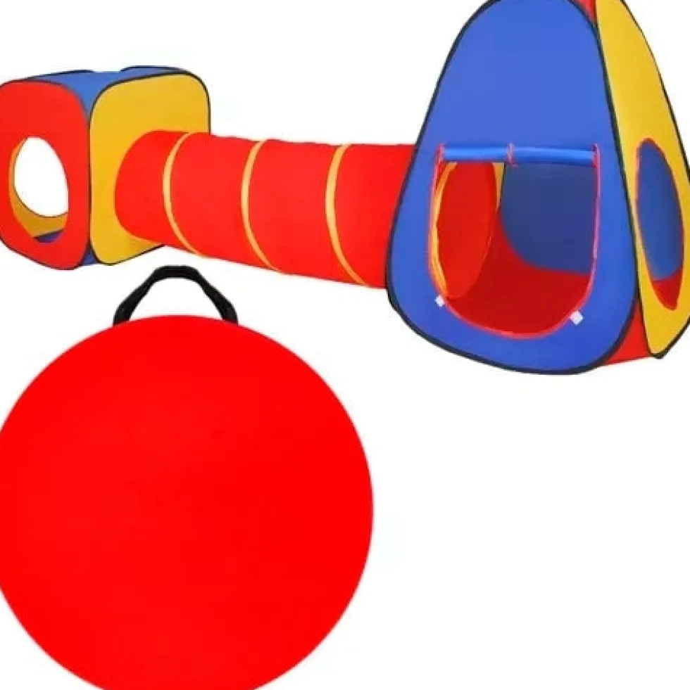 3-i-1 lektält för barn tipi hus & tunnel 288x94x70 cm flerfärgad