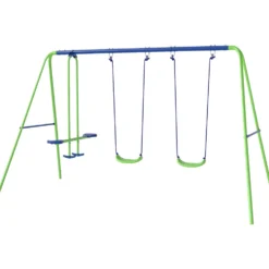 3-i-1 metallgunga för barn, höjdjusterbar, 180 kg, för 3+ år, grön