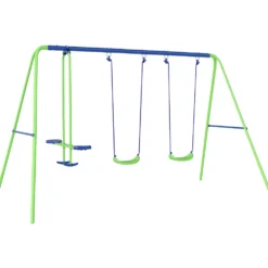 3-i-1 metallgunga för barn, höjdjusterbar, 180 kg, för 3+ år, grön