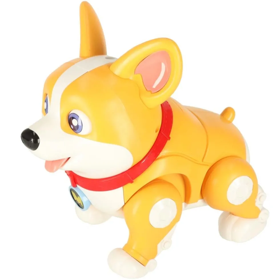 Interaktiv leksakshund Corgi som går med ljus och musik 3+ 20 cm