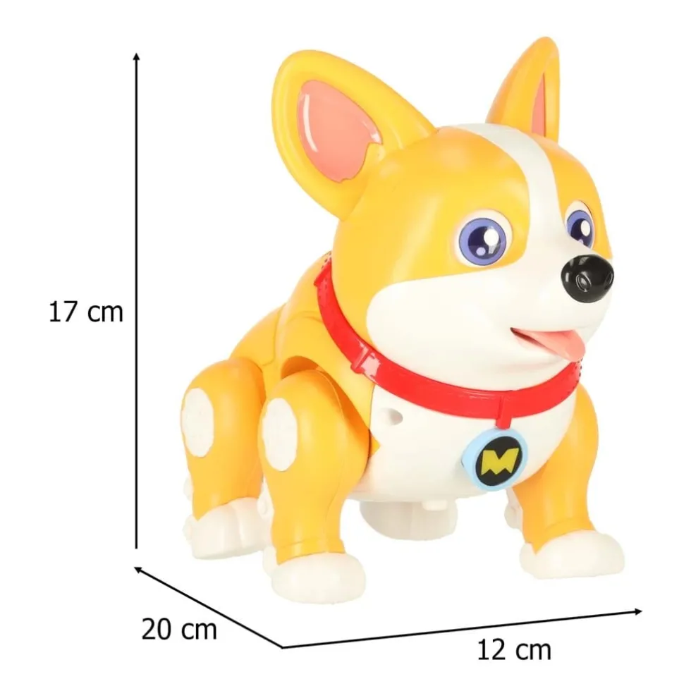 Interaktiv leksakshund Corgi som går med ljus och musik 3+ 20 cm