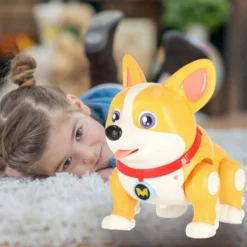 Interaktiv leksakshund Corgi som går med ljus och musik 3+ 20 cm