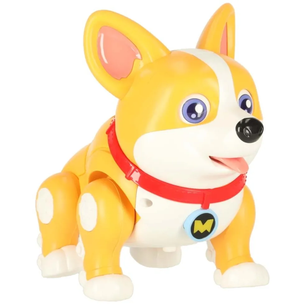 Interaktiv leksakshund Corgi som går med ljus och musik 3+ 20 cm