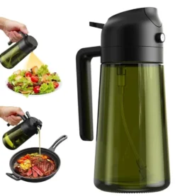 2-i-1 Oljespray & Dispenser – Mörk Glasflaska för Matlagning & Grillning