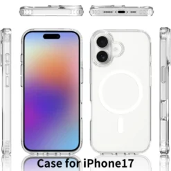 iPhone 17 Magnetiskt Mobilskal Magsafe Kompatibel Genomskinligt