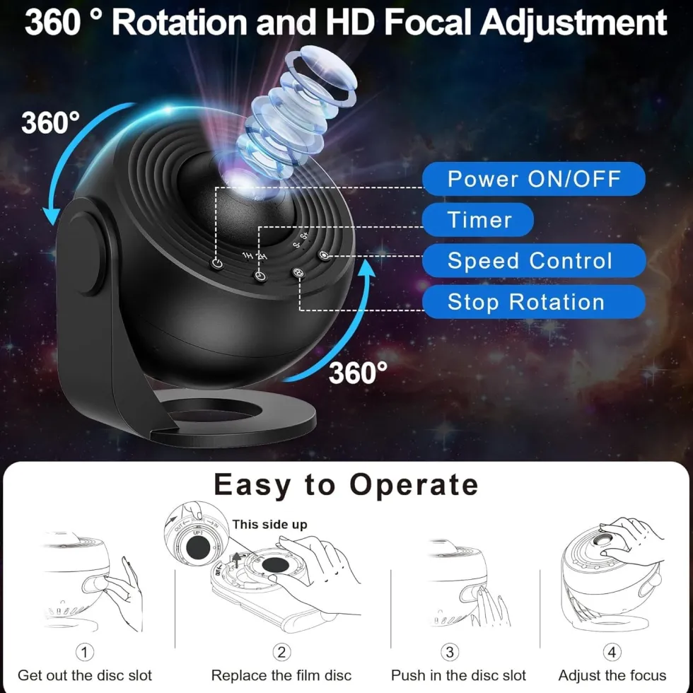 13-i-1 Planetarium LED Galaxy Lampa med Stjärnhimmel