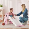 3-i-1-rutschkana för barn, giraffformad, basketkorg, boll, rosa