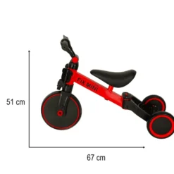 3-i-1 trehjuling/balanscykel med pedaler 18 mån-4 år max 30 kg