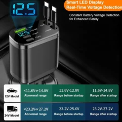 5-i-1 USB-C 100W Snabbladdare för Bil - Billaddare med Utdragbara Kablar