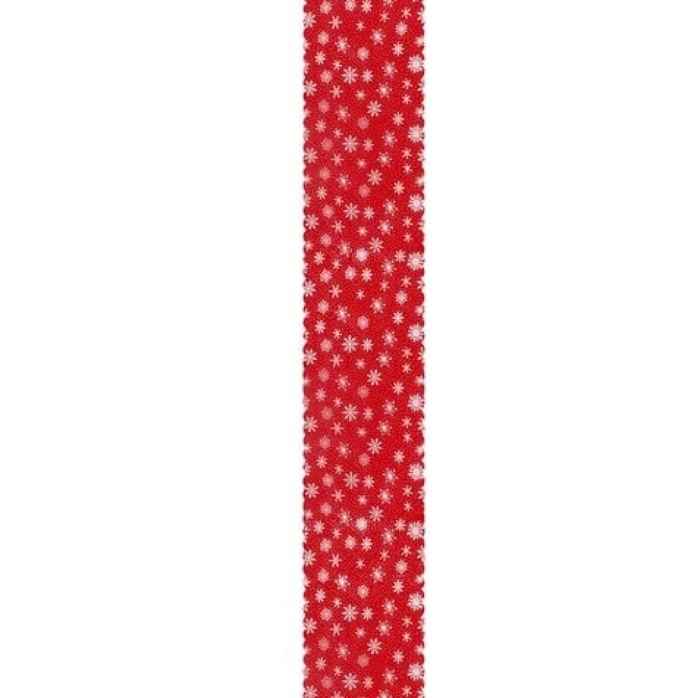 Julbordslöpare röd med vita snöflingor 220x35 cm polyester