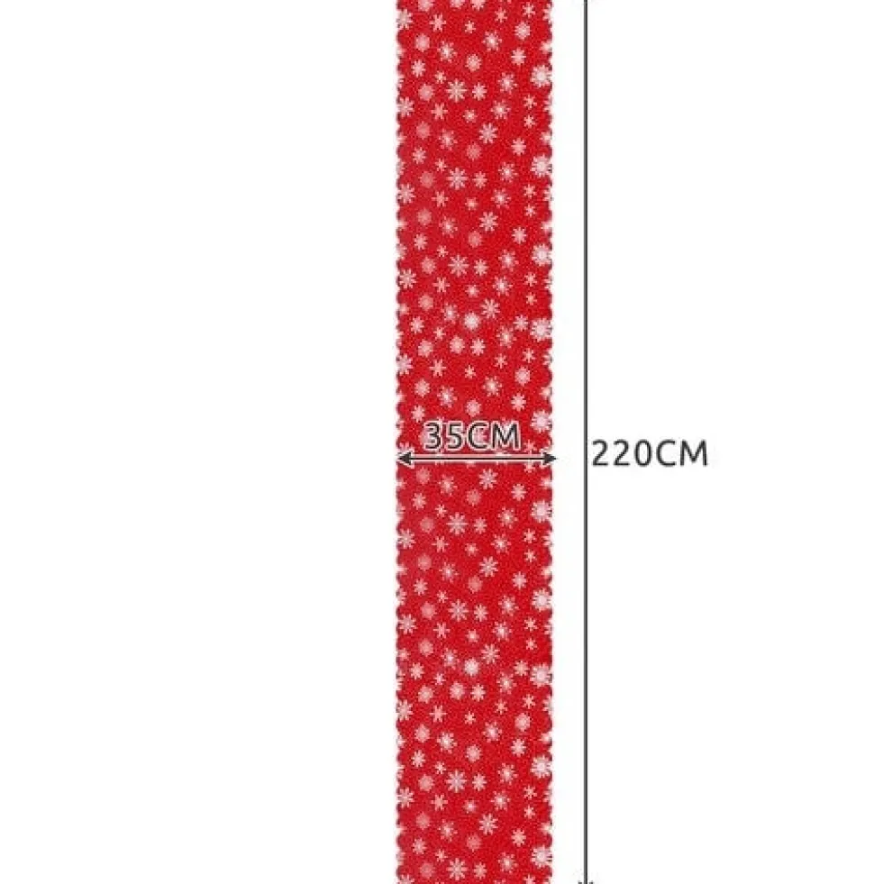 Julbordslöpare röd med vita snöflingor 220x35 cm polyester