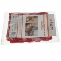 Julbordslöpare röd/vit snöflingor polyester 150x35 cm
