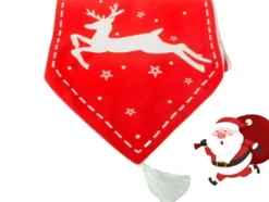 Julbordslöpare röd 205x35 cm med renmotiv och Merry Christmas