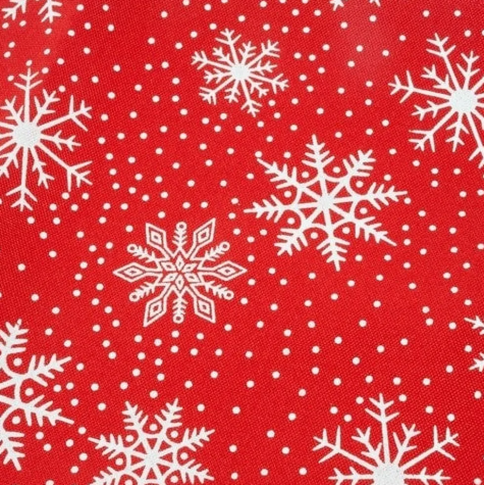 Julbordslöpare 185x35 cm röd med vita snöflingor polyester