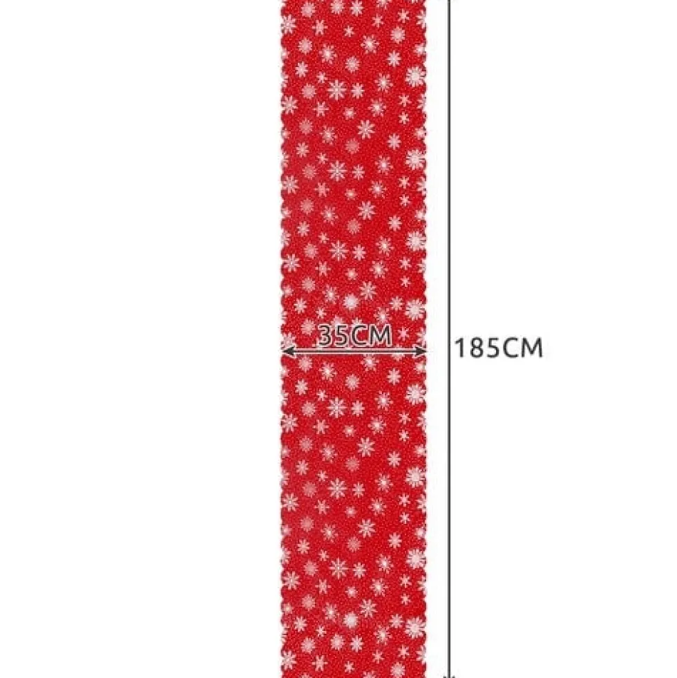 Julbordslöpare 185x35 cm röd med vita snöflingor polyester