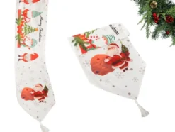 Julbordsrunner julmotiv vit 205x35 cm